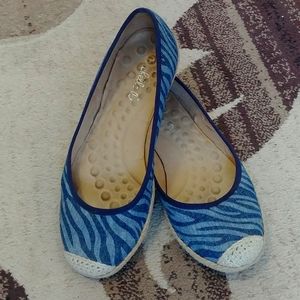 blue zebra print espadrilles flat shoes
